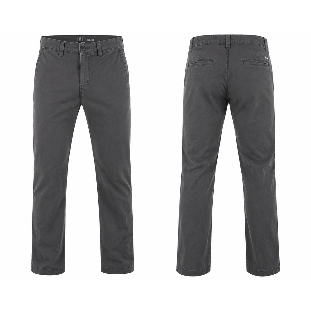 George Men's Gray Slim Straight Chino Pants Size 38x30 Casual Stretch